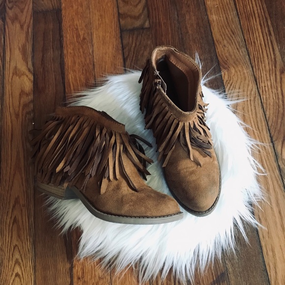 Brown suede fringe Soda Booties - Picture 6 of 8